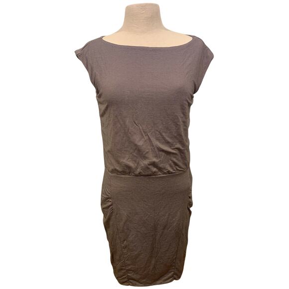 ATHLETA Westwood Micro Stripe Ruched Sleeveless Fitted Waist Dress Size S - EUC - Picture 1 of 7